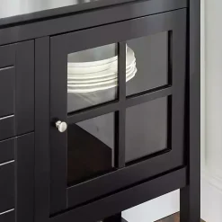 Kirklands Home Wood and Glass Buffet Cabinet Black