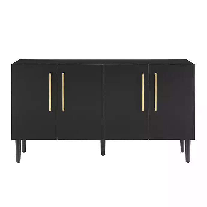 Outlet Kirklands Home Wood and Gold 4-Door Cabinet Black
