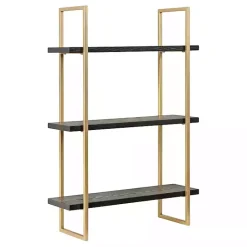 Hot Kirklands Home Black Wood and Gold Metal Leigh Wall Shelf