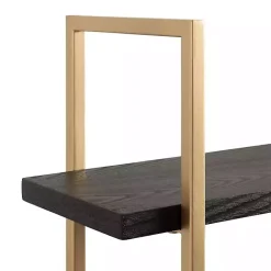 Hot Kirklands Home Black Wood and Gold Metal Leigh Wall Shelf