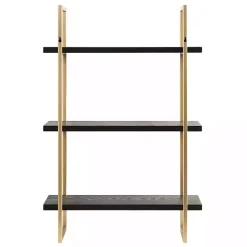 Hot Kirklands Home Black Wood and Gold Metal Leigh Wall Shelf