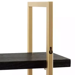Hot Kirklands Home Black Wood and Gold Metal Leigh Wall Shelf