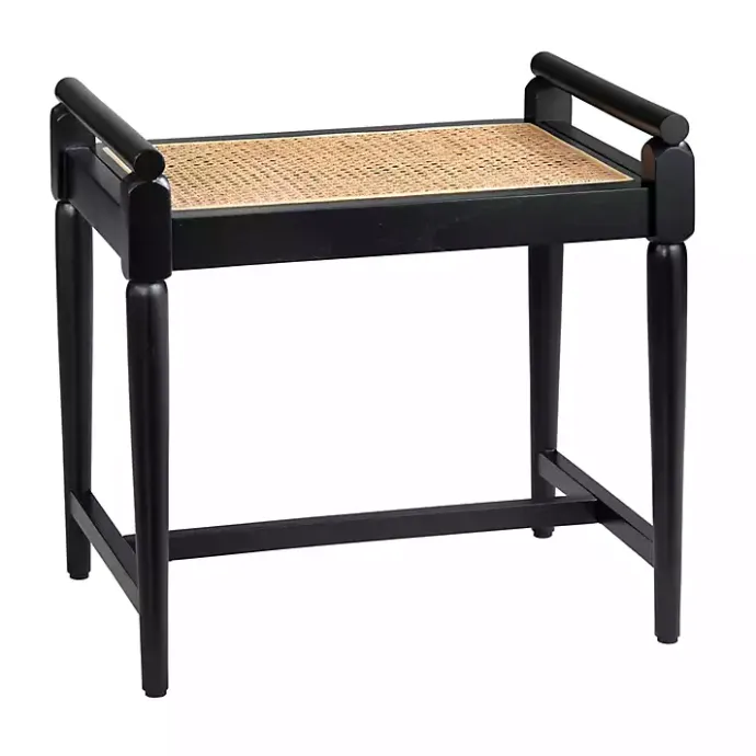 Kirklands Home Wood and Rattan Boho Bench Black