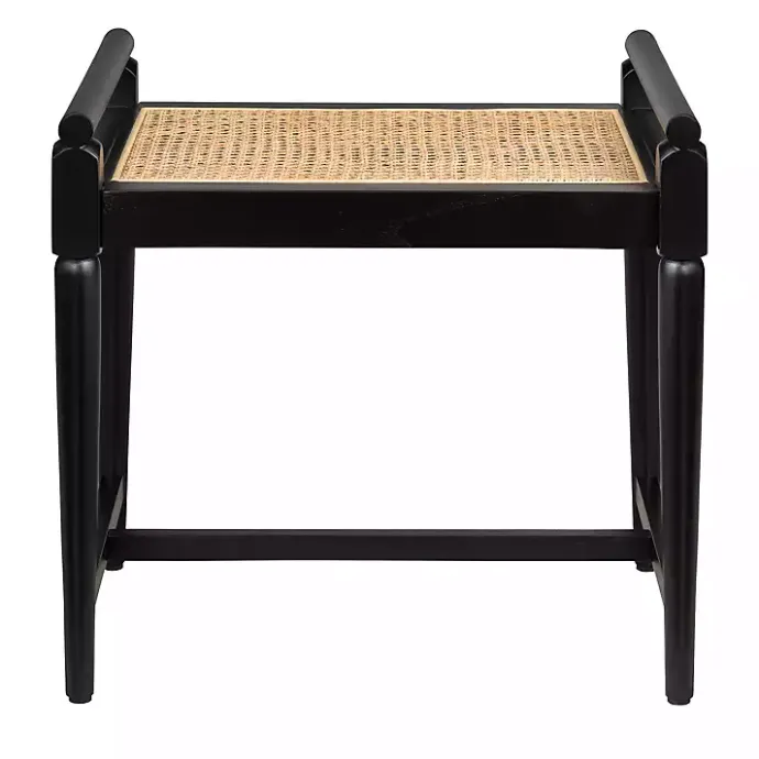 Kirklands Home Wood and Rattan Boho Bench Black