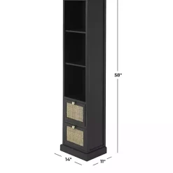 Sale Kirklands Home Wood and Rattan 3-Tier Bookcase Black