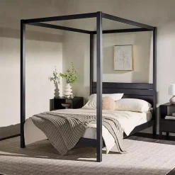 Online Kirklands Home Wood Canopy Full Bed Black