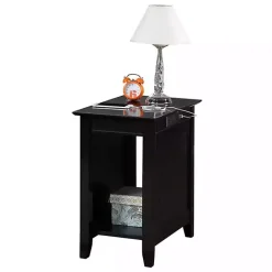Hot Kirklands Home Wood Charging Open Accent Table Black