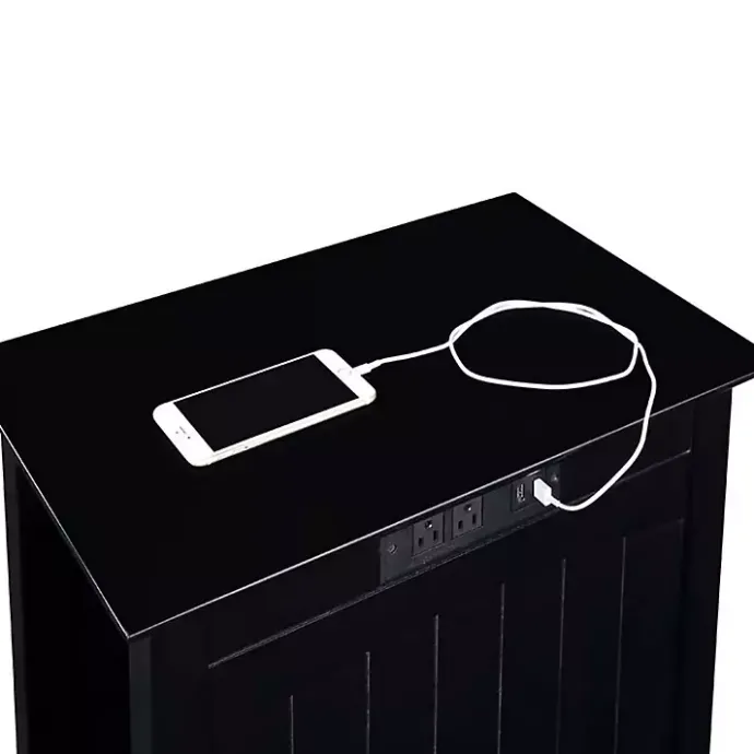 Hot Kirklands Home Wood Charging Open Accent Table Black