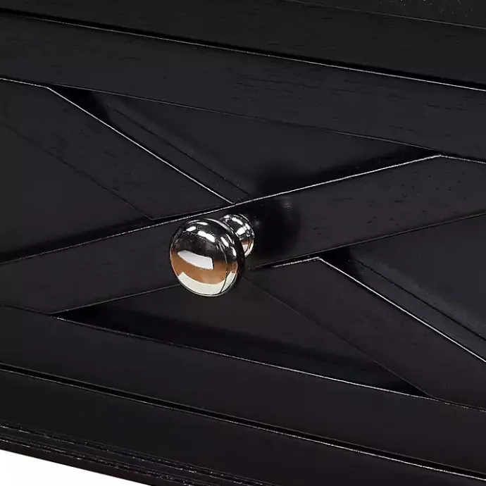 Kirklands Home Wood Charging Traditional Accent Table Black