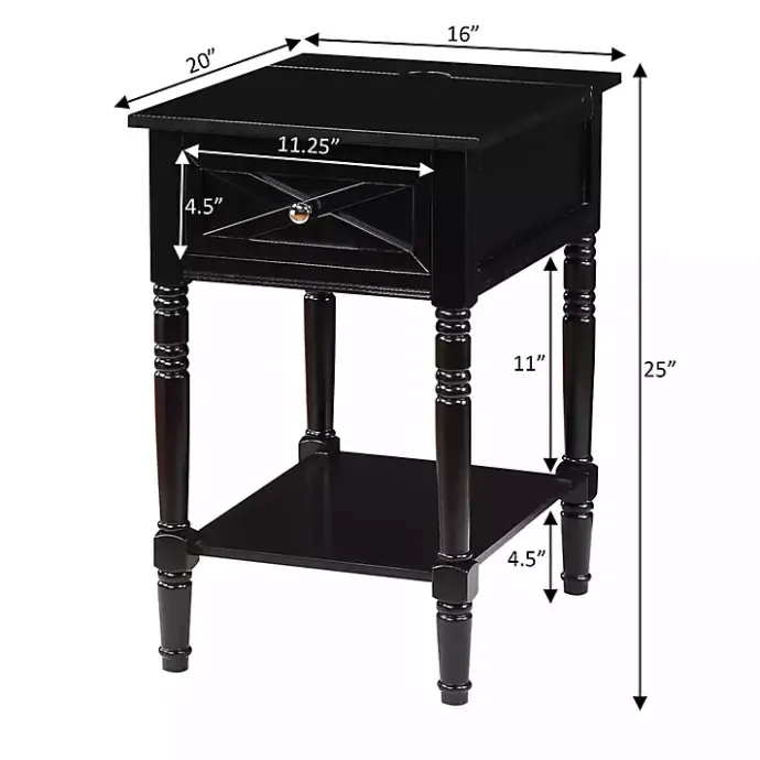 Kirklands Home Wood Charging Traditional Accent Table Black