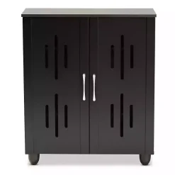 Outlet Kirklands Home Wood Cut-Out Shoe Storage Cabinet Black