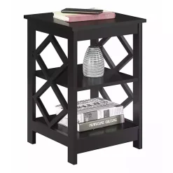 Sale Kirklands Home Wood Diamond 2-Tier Accent Table Black