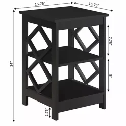 Sale Kirklands Home Wood Diamond 2-Tier Accent Table Black
