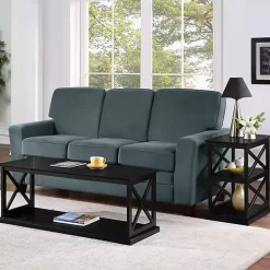 New Kirklands Home Wood Double X Sides Accent Table Black