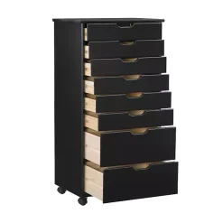 Hot Kirklands Home Wood 8-Drawer Cary Storage Cart Black