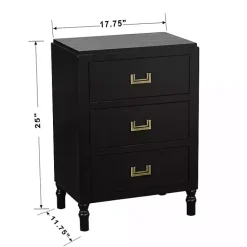 Sale Kirklands Home Wood 3-Drawer Layla Nightstand Black
