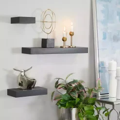 Outlet Kirklands Home Wood Floating Shelves, Set of 3 Black