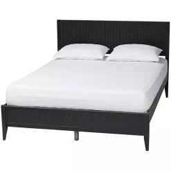 Kirklands Home Wood Fluted Headboard Primrose Queen Bed Black