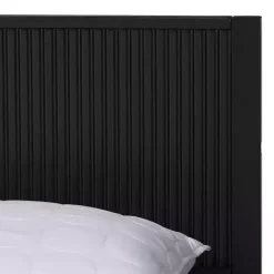 Kirklands Home Wood Fluted Headboard Primrose Queen Bed Black