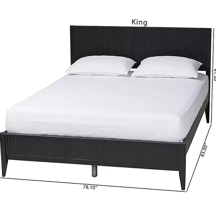 Online Kirklands Home Wood Fluted Headboard Primrose King Bed Black
