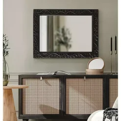Clearance Kirklands Home Wood Ornate Carved Wall Mirror Black