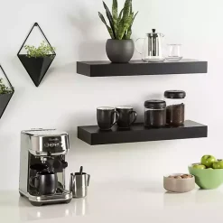 Discount Kirklands Home Black Wood 2-pc. Floating Shelves, 24 in.