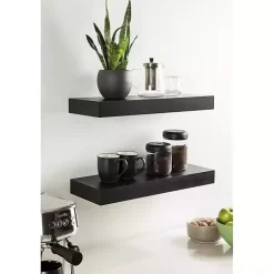 Discount Kirklands Home Black Wood 2-pc. Floating Shelves, 24 in.
