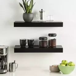 Discount Kirklands Home Black Wood 2-pc. Floating Shelves, 24 in.