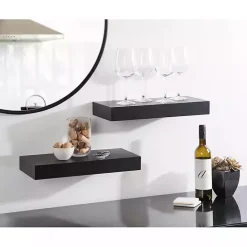 Clearance Kirklands Home Black Wood 2-pc. Floating Shelves, 18 in.