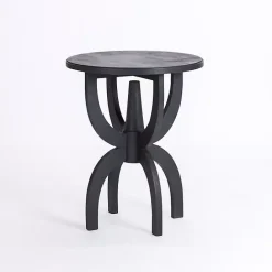 Online Kirklands Home Wood Round Dori Side Table Black