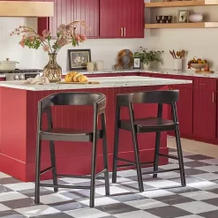 Kirklands Home Wood Rounded Modern Counter Stool Black
