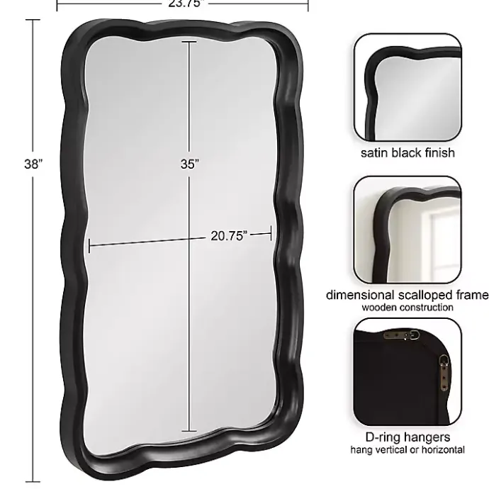 Discount Kirklands Home Black Wood Scalloped Leigh Wall Mirror