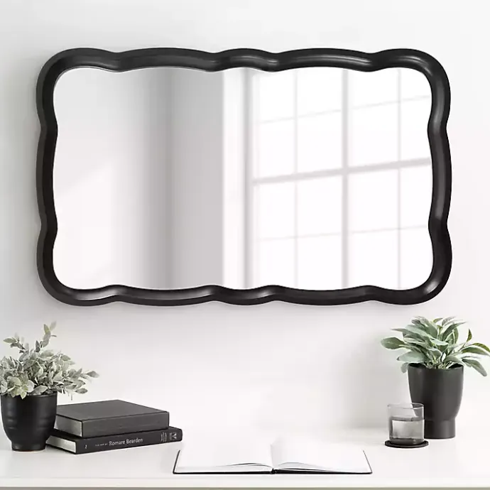 Discount Kirklands Home Black Wood Scalloped Leigh Wall Mirror