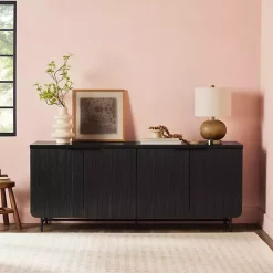 Sale Kirklands Home Wood Scandinavian 4-Door Sideboard Black