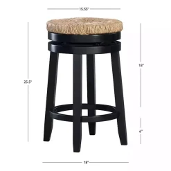 Online Kirklands Home Black Wood Seagrass Seat Swivel Counter Stool Tan