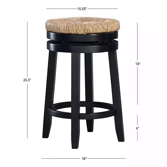 Online Kirklands Home Black Wood Seagrass Seat Swivel Counter Stool Tan