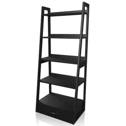 Hot Kirklands Home Wood 5-Shelf Leaning Bookshelf Black