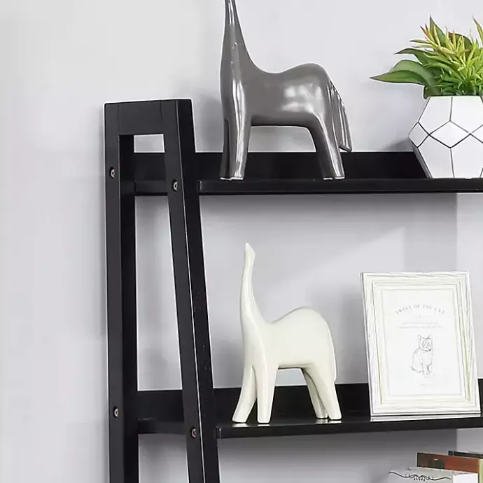 Hot Kirklands Home Wood 5-Shelf Leaning Bookshelf Black
