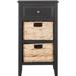 Best Kirklands Home Wood Side Table with Baskets Black