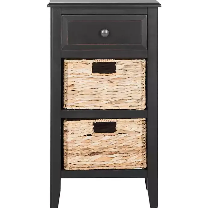 Best Kirklands Home Wood Side Table with Baskets Black