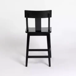 Outlet Kirklands Home Wood T-Back Counter Stool Black