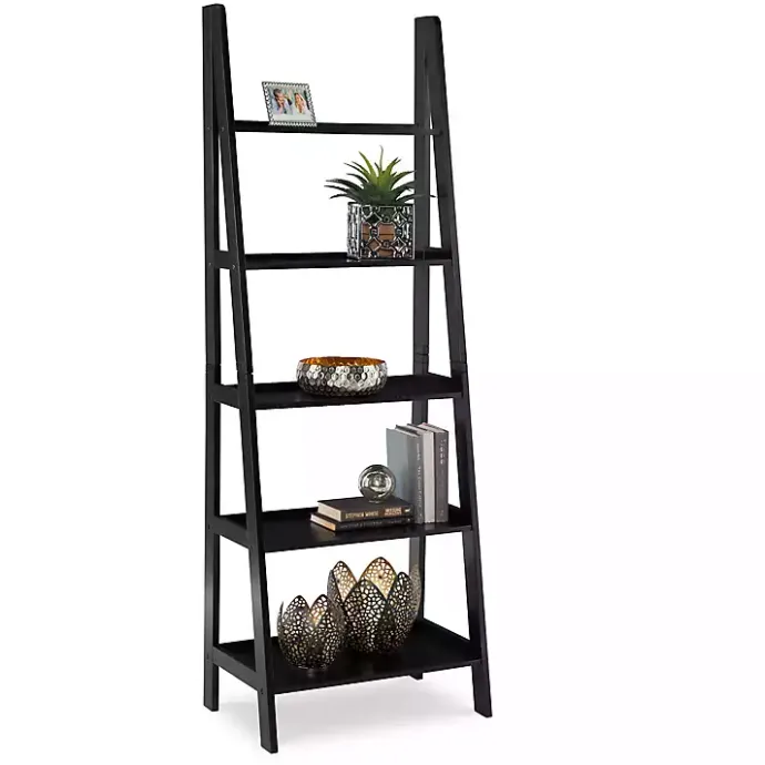 Kirklands Home Wood 5-Tier Ladder Bookshelf Black