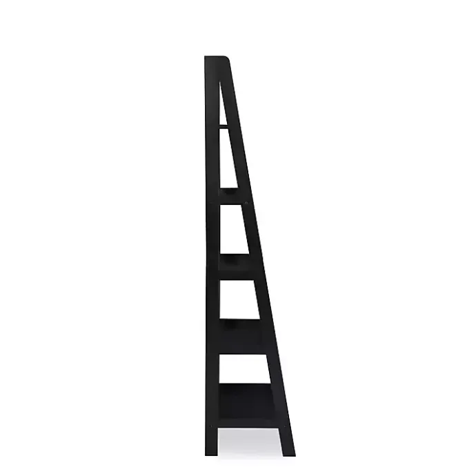 Kirklands Home Wood 5-Tier Ladder Bookshelf Black