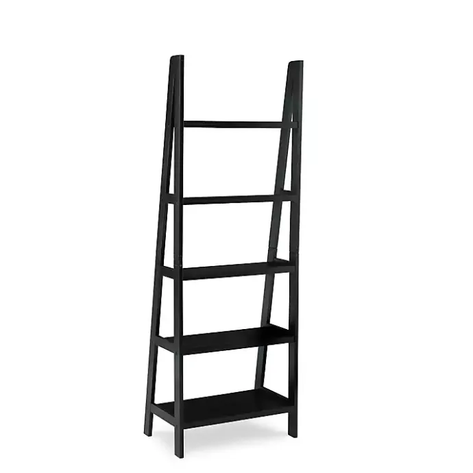 Kirklands Home Wood 5-Tier Ladder Bookshelf Black