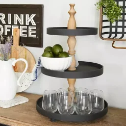 Online Kirklands Home Wood 3-Tiered Decorative Tray Black
