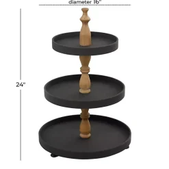 Online Kirklands Home Wood 3-Tiered Decorative Tray Black