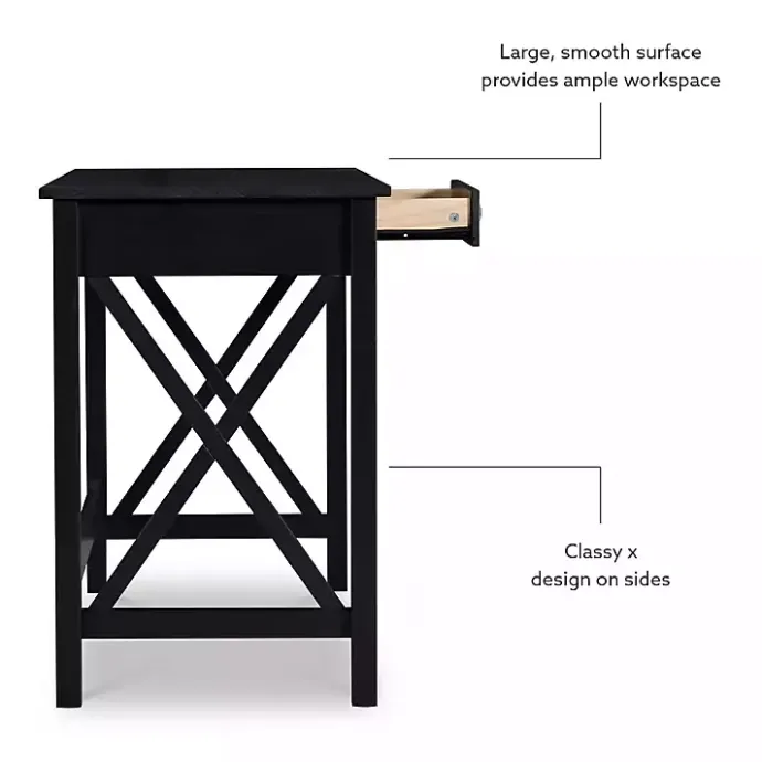 Sale Kirklands Home Wood X-Sides Desk Black