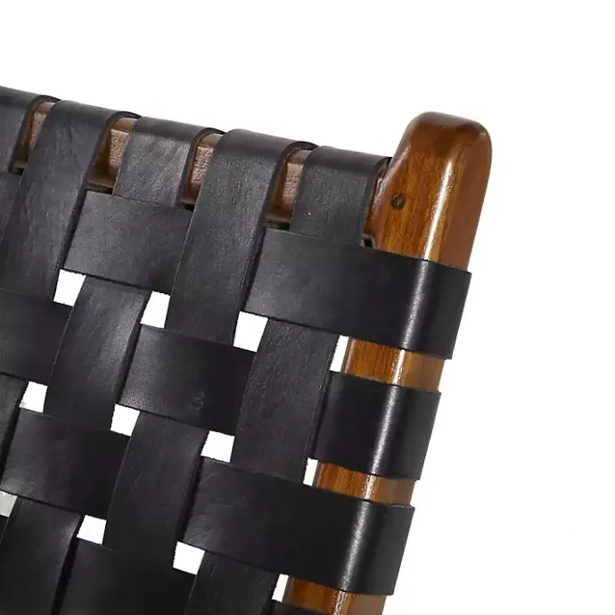 Outlet Kirklands Home Woven Leather Folding Accent Chair Black