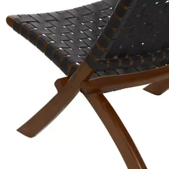 Outlet Kirklands Home Woven Leather Folding Accent Chair Black