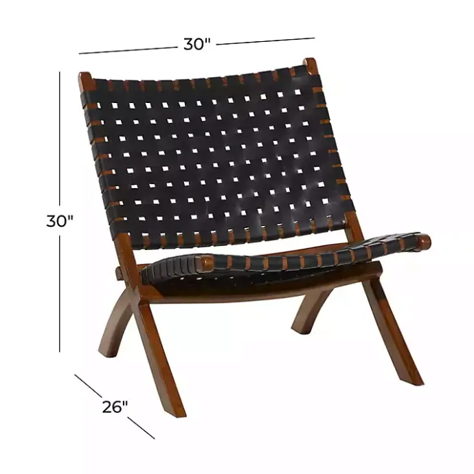 Outlet Kirklands Home Woven Leather Folding Accent Chair Black